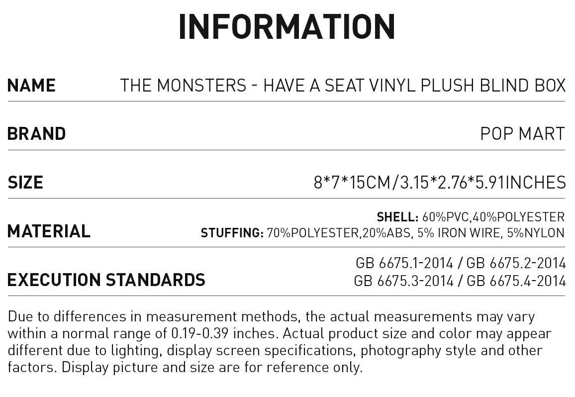 THE MONSTERS - Have a Seat Vinyl Plush Pendant Blind Box