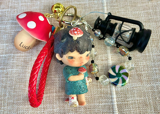 HIRONO Art Toy Bag Charm / Keychain - Handmade - One of a kind